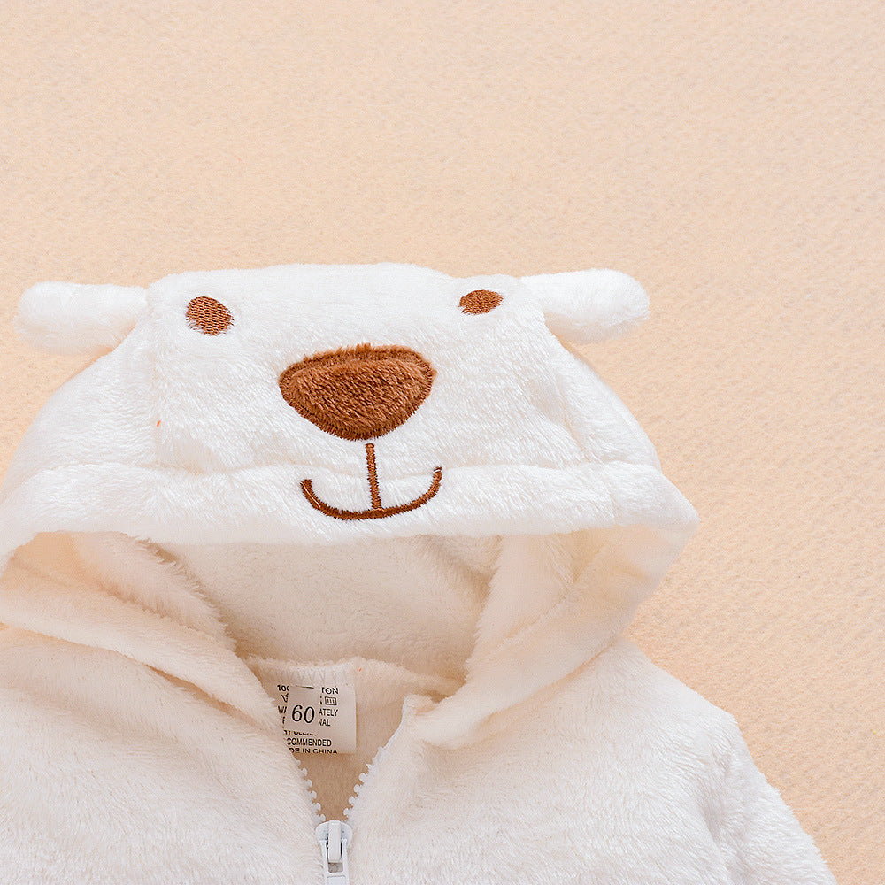 Baby Boy/Girl Fleece 3D Bear Zip-up Hooded Jumpsuit