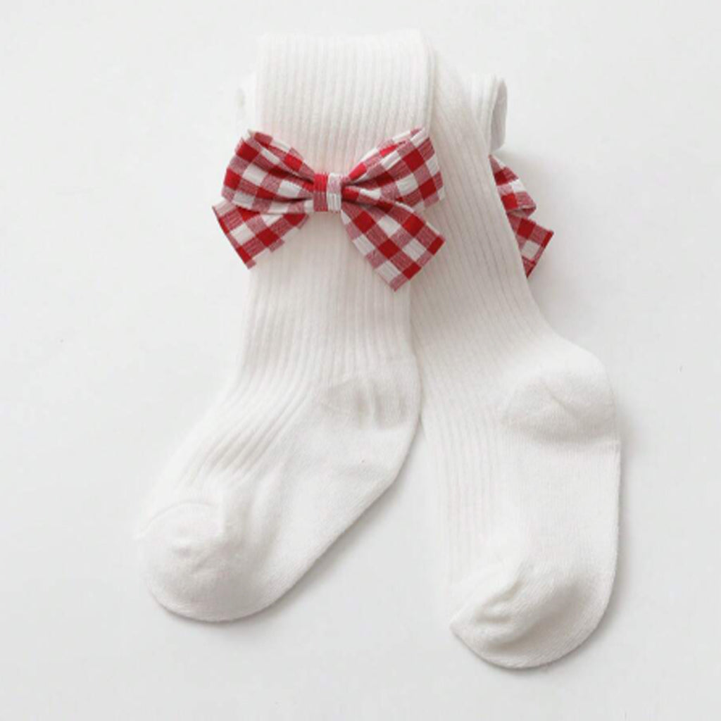 Sweet Solid Bow Decor Leggings for Baby Girls