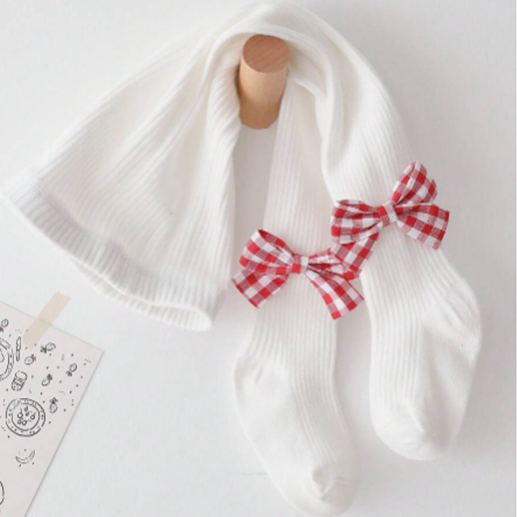 Sweet Solid Bow Decor Leggings for Baby Girls