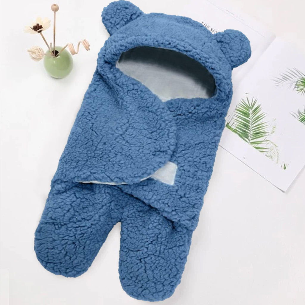 Baby Blanket Swaddle Wrap Winter Cotton Plush Hooded Sleeping Bag
