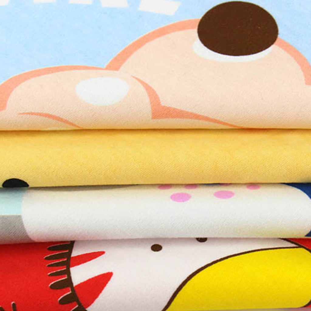 4 Pcs Cute Cartoon Print Triangle Cotton Bibs Double-layer Waterproof