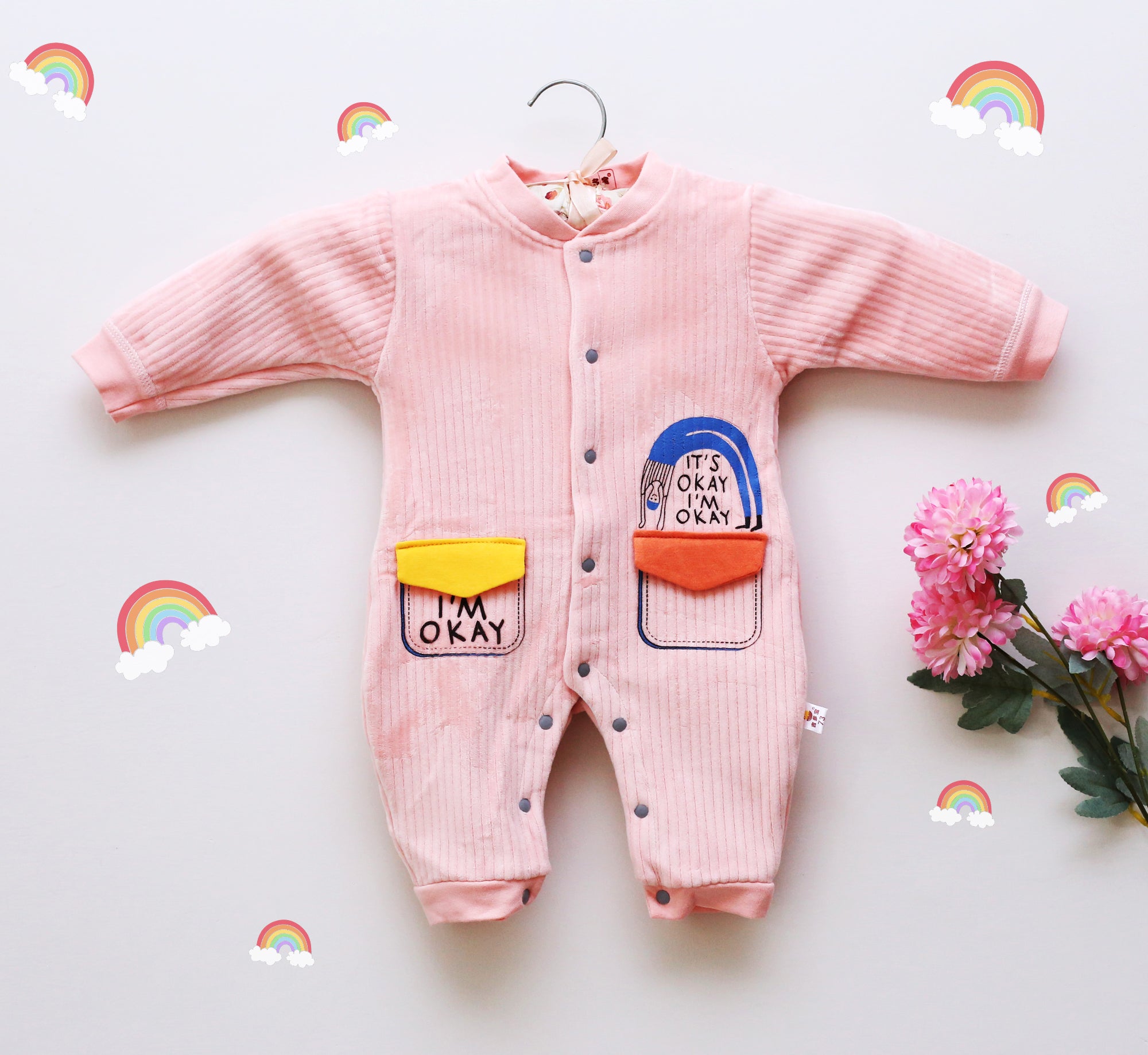 Baby Girl Splice Long-sleeve Solid Velvet Jumpsuit