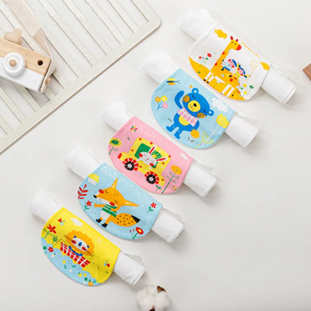 5 pack Baby Sweat absorbent Towel Gauze Sweat Pad Back Towel for Infant Toddler Newborn Kindergarten Baby Random Pattern