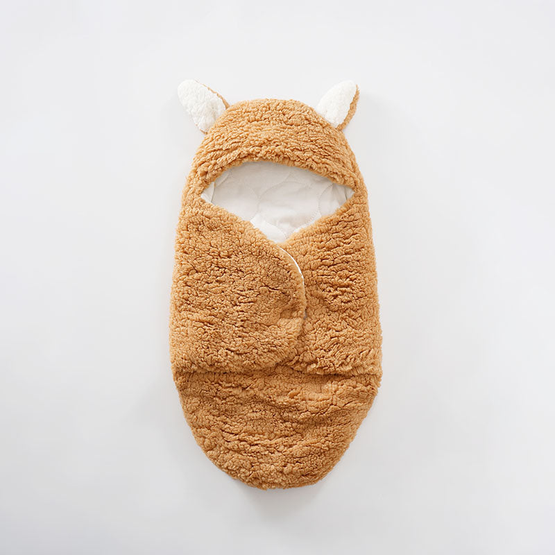 Baby Blanket Swaddle Wrap Winter Cotton Plush Hooded Sleeping Bag