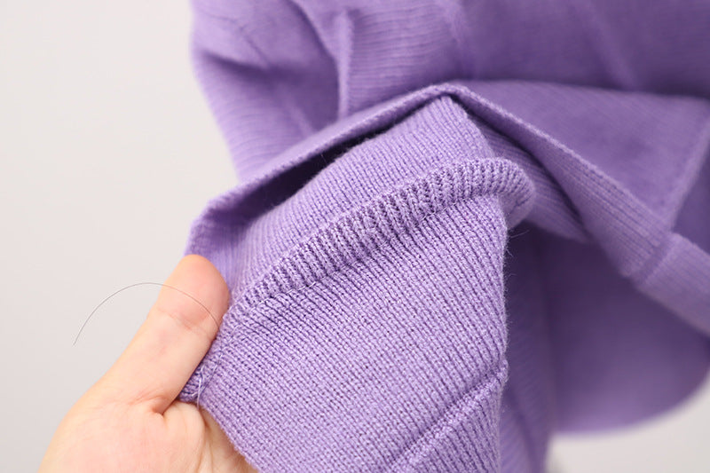 2pcs Baby Girl Woolen Long Sleeve 3D Grapes Decorated Sweater And Pleated Skirt