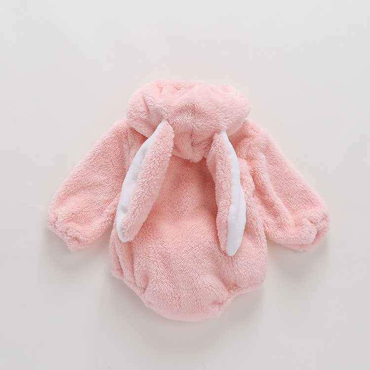Baby Girl/Boy Bunny Design Thickened Fleece Long-sleeve Hooded Romper
