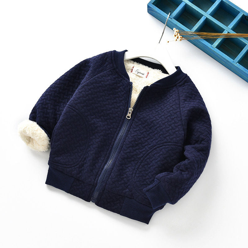 Toddler Boy Causal Berber Thicken Fleece Long-sleeve Coat