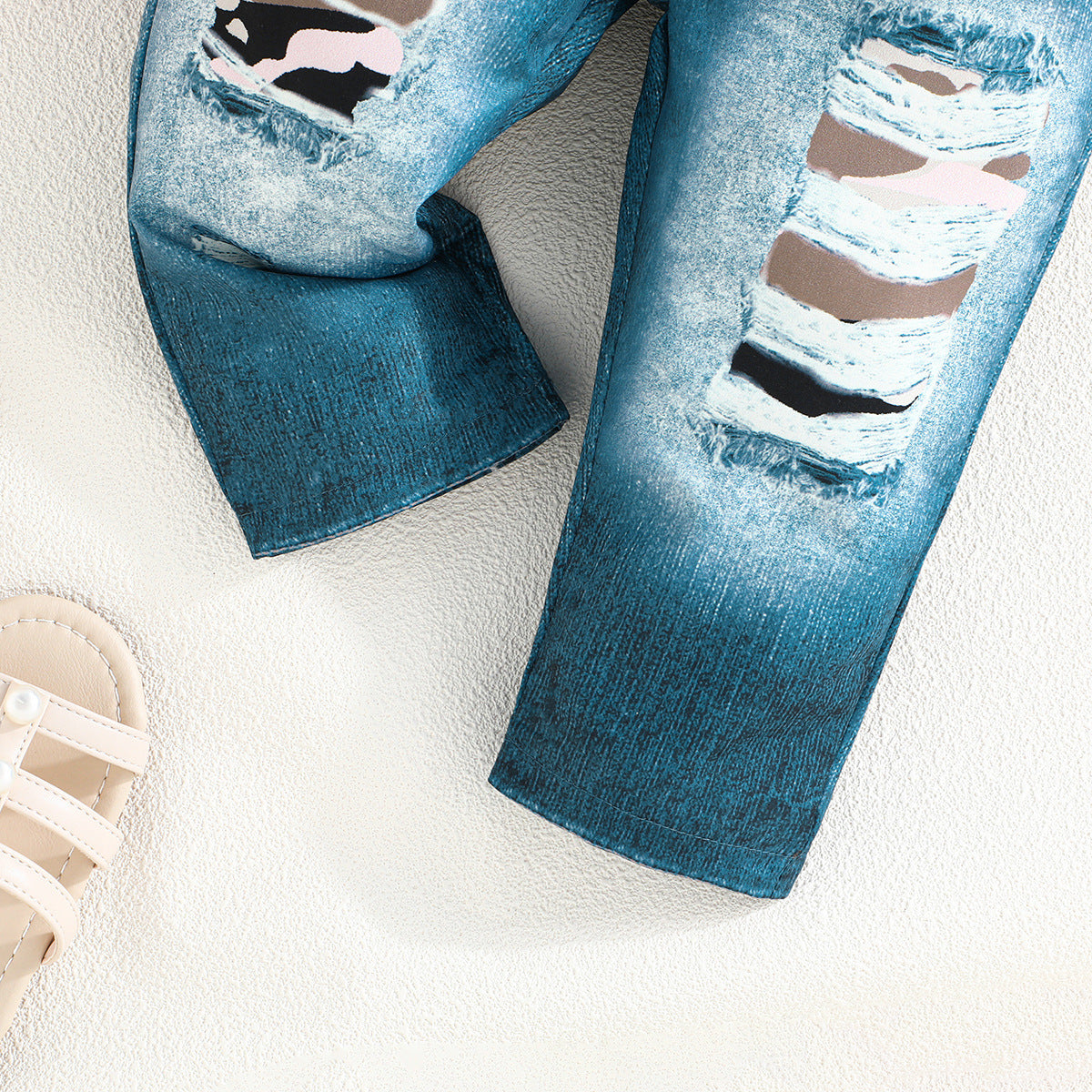 3 Pcs Baby Girl Spaghetti strap Sleeves Top and Leopard Pattern And Polyester Trouser With Belt