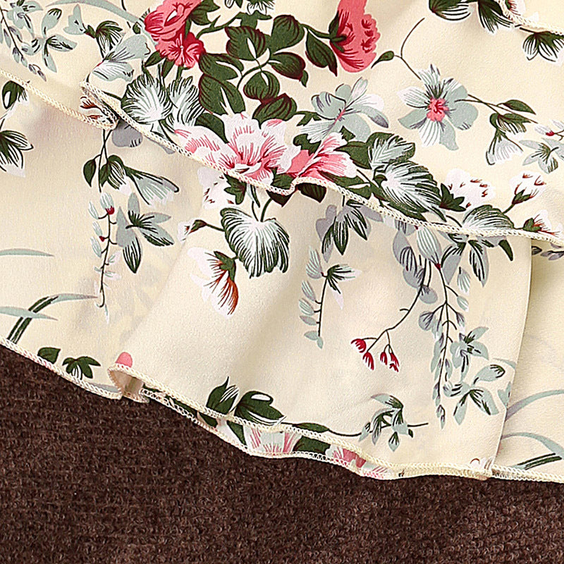 Toddlar Girl Floral Print Fly Sleeve Mesh Princess Dress