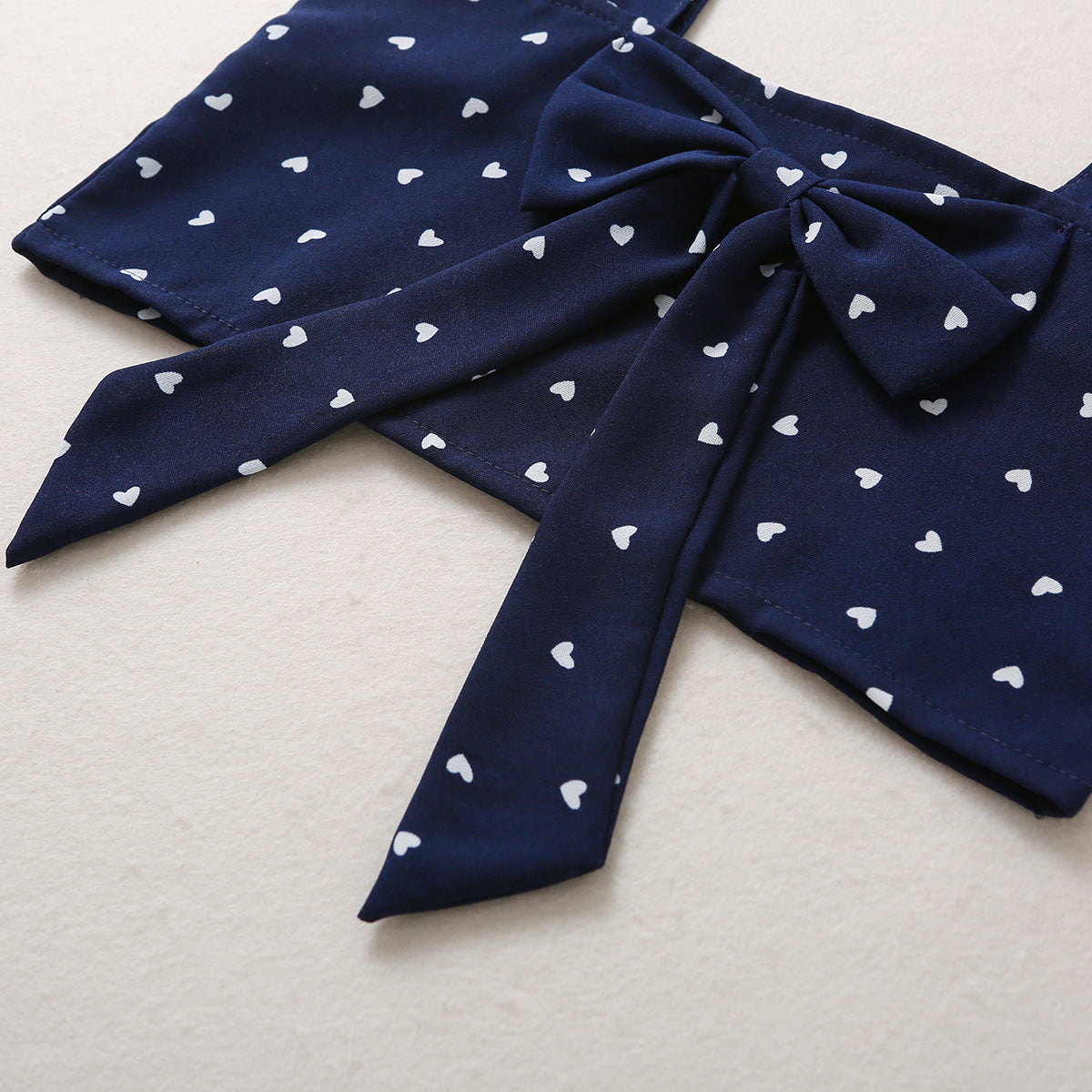 Baby Girl Bowknot Design Heart Print Camisole and Trouser with Headband Set