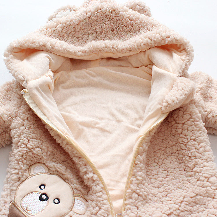Baby Boy Bear Paw / Print Design Thermal Fleece Lined Hooded Zipper