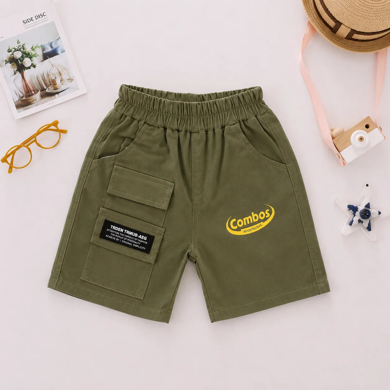 2pcs Toddler Boy Playful Dinosaur Print Tee & Cargo Shorts Set
