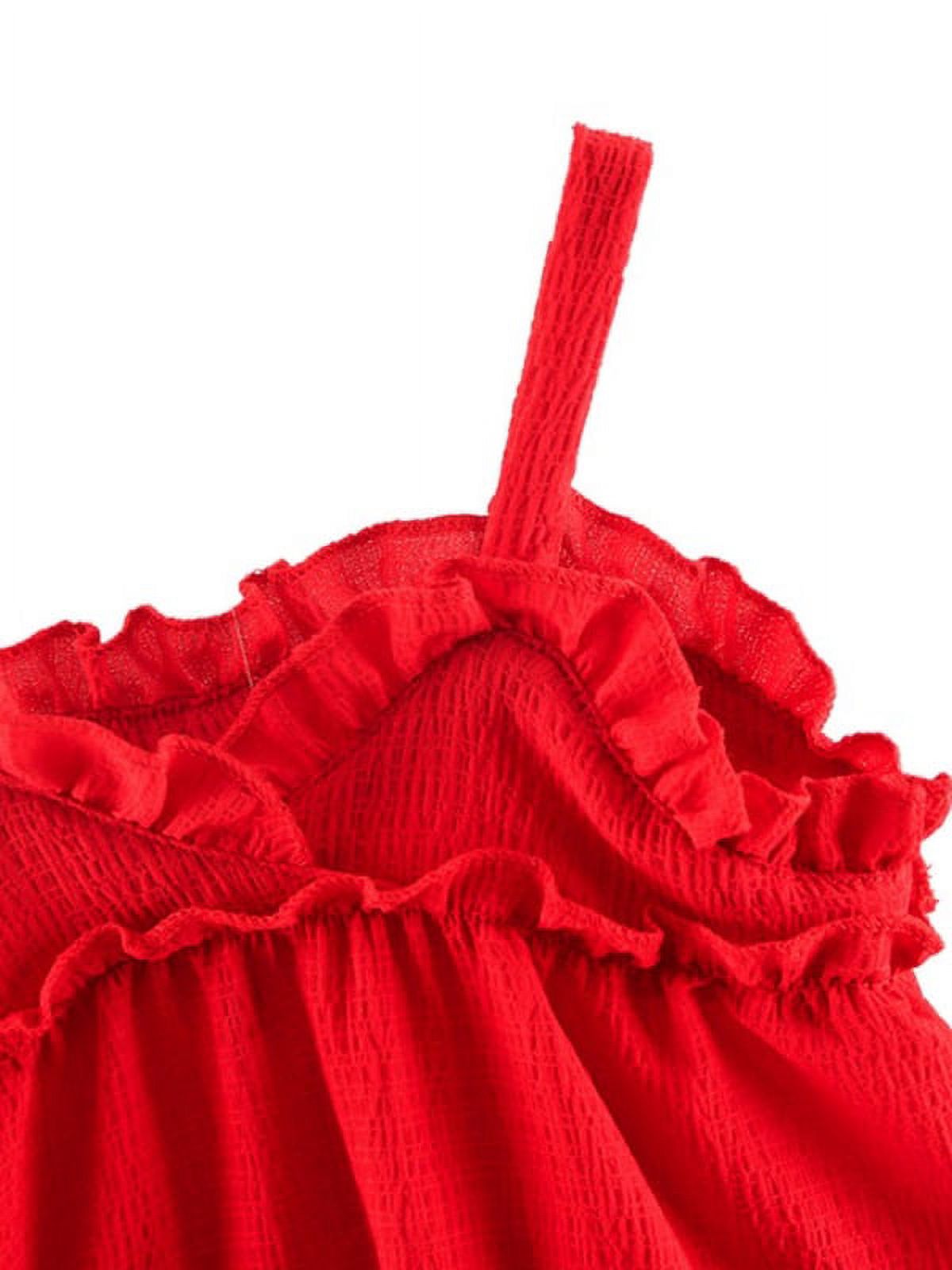 Toddler & Baby Girls Red Suspender Pleated Princess Dress