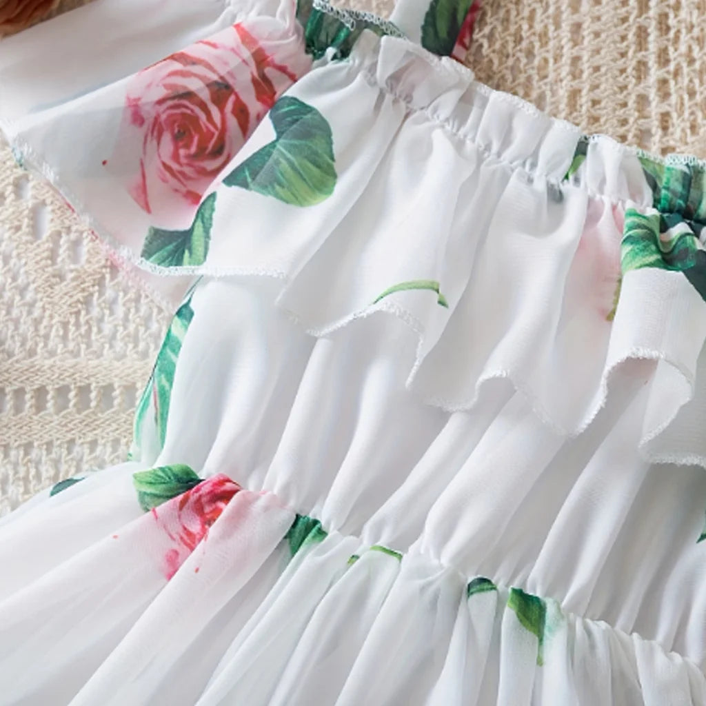 Baby Girl Floral Breeze Off-Shoulder Mesh Party Dress