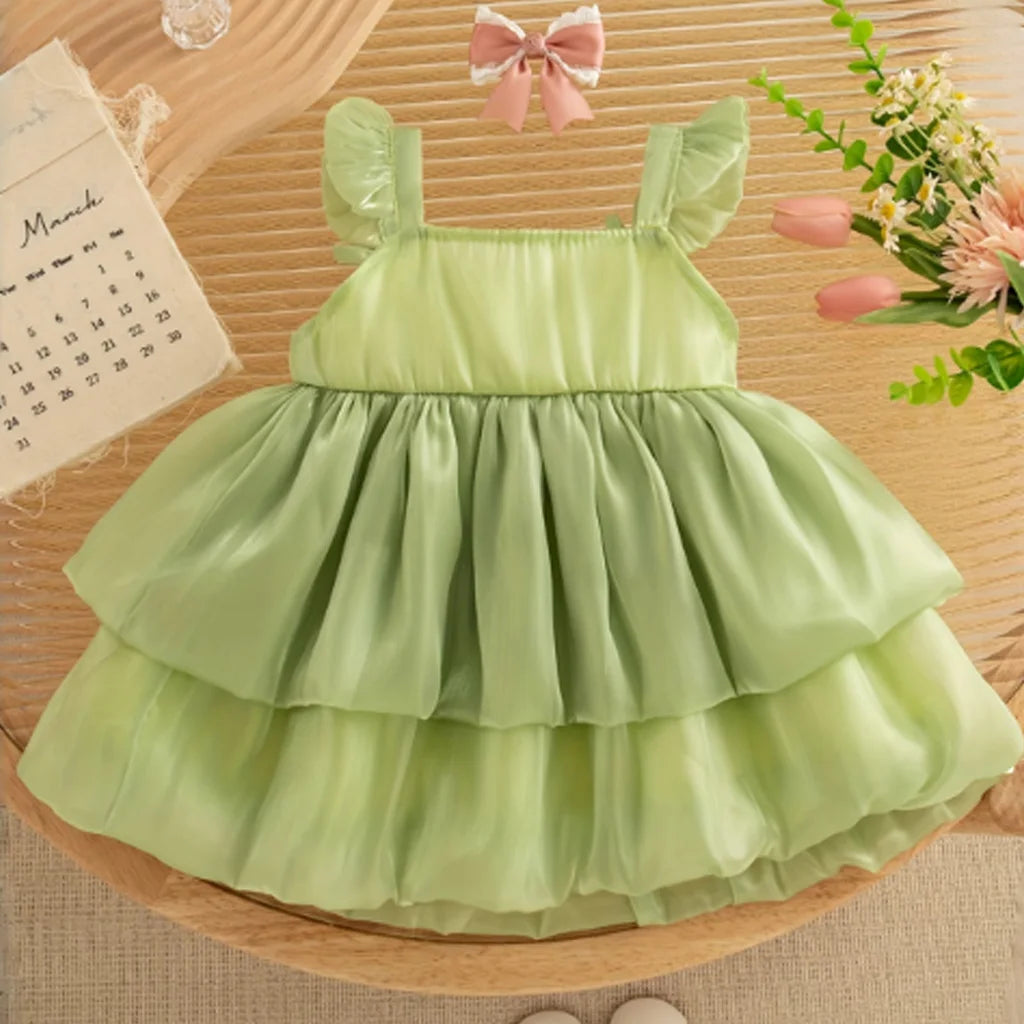 Baby Girl Pink Floral Layered Party Dress