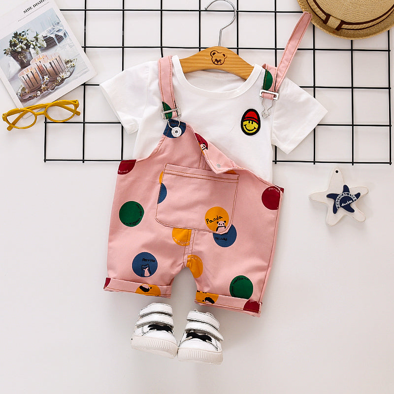 2-Piece Baby Boy Multicolors Dots Overall