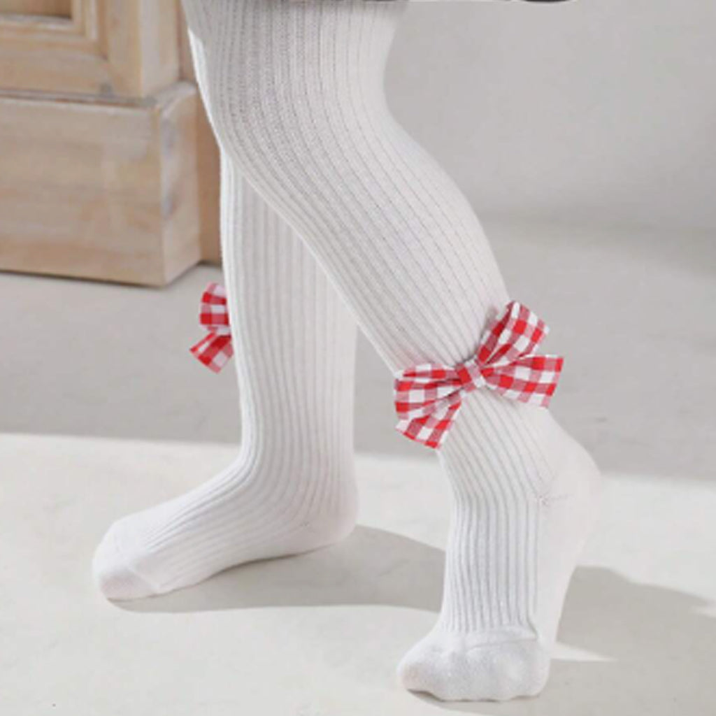 Sweet Solid Bow Decor Leggings for Baby Girls