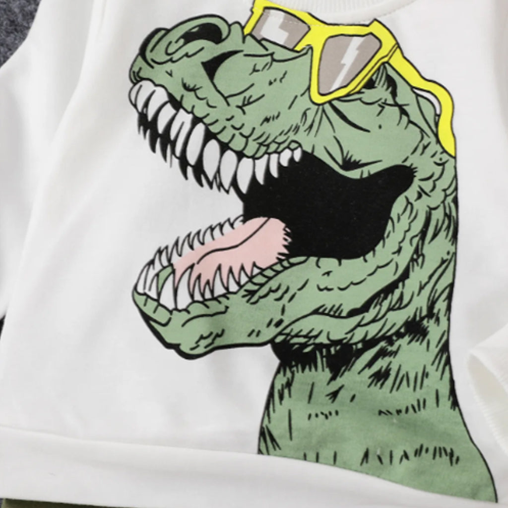 2pcs Toddler Boy Playful Dinosaur Print Tee & Cargo Shorts Set