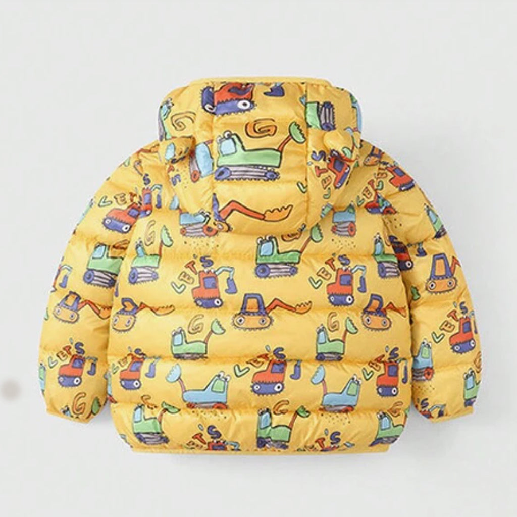 Toddler Girl/Boy Ear Design Car Print Hooded Jacket