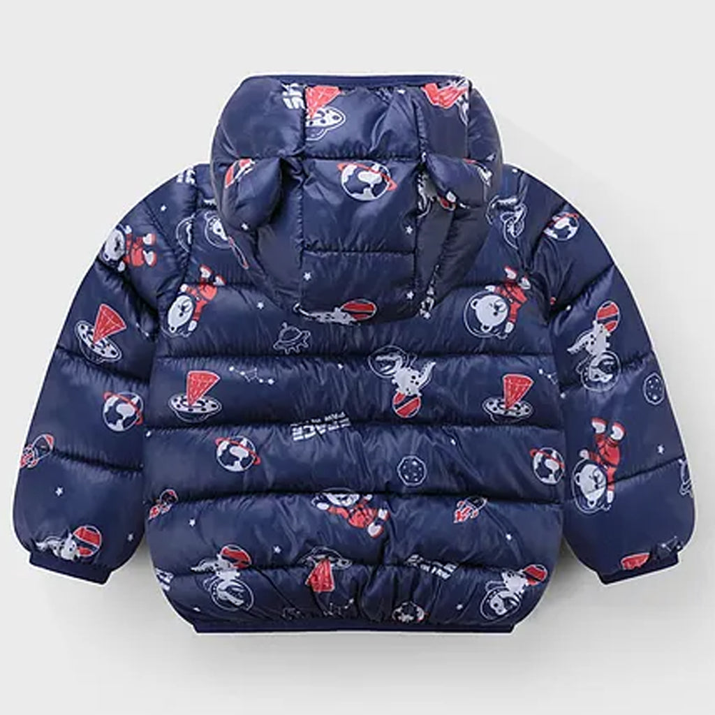 Toddler Boy Ear Design Space Paw Print Hooded Jacket