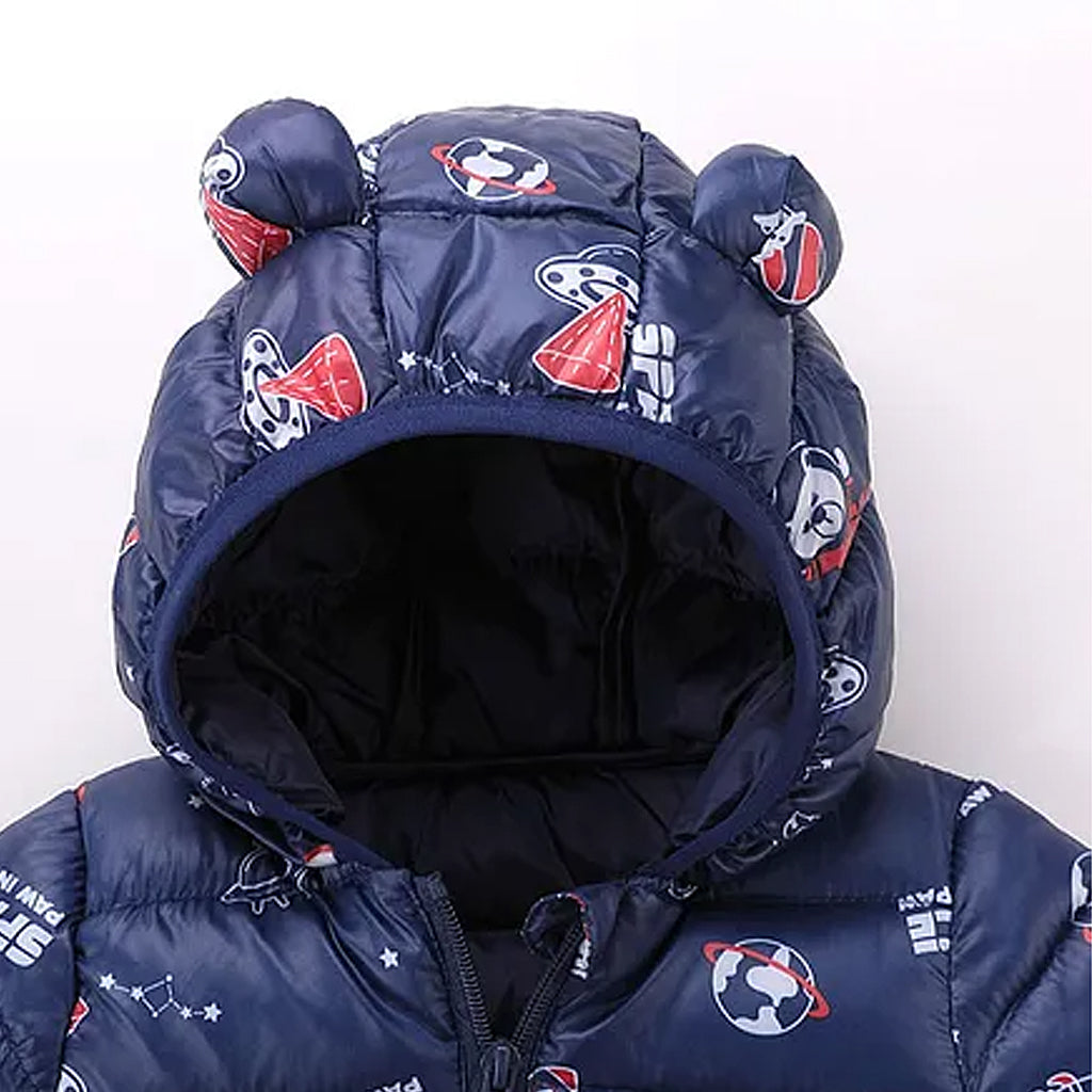 Toddler Boy Ear Design Space Paw Print Hooded Jacket