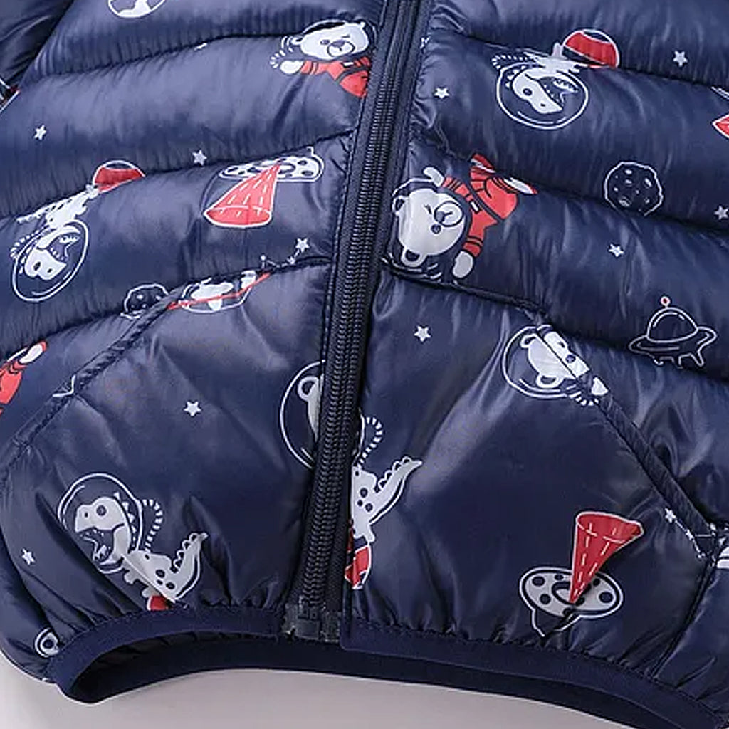 Toddler Boy Ear Design Space Paw Print Hooded Jacket