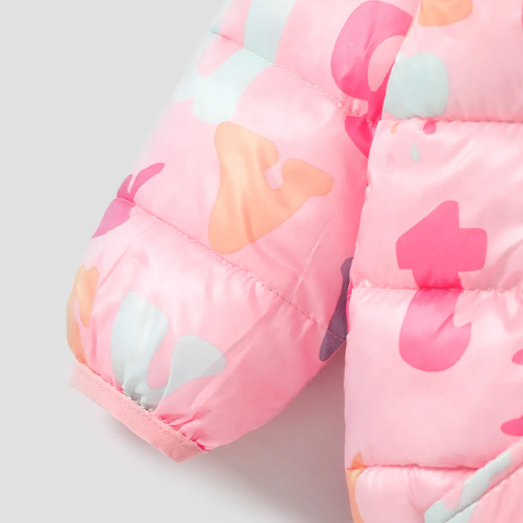 Toddler Girl Ear Design Alphabet Print Hooded Jacket