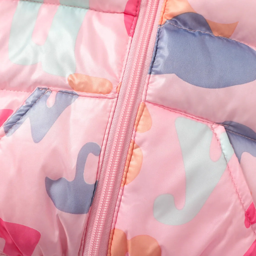 Toddler Girl Ear Design Alphabet Print Hooded Jacket