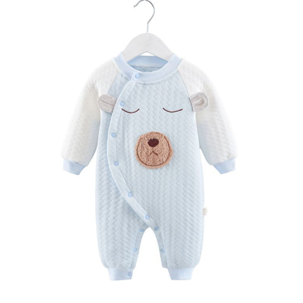 Baby Boy Bear Design Long-Sleeve Thickned Lined Jumpsuit