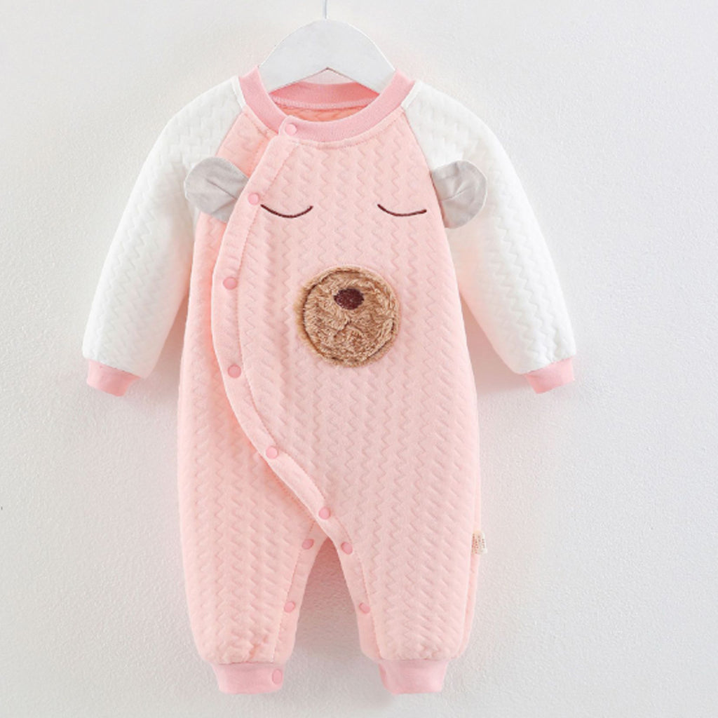Baby Girls  Bear Design Long-Sleeve Thickned Lined Jumpsuit