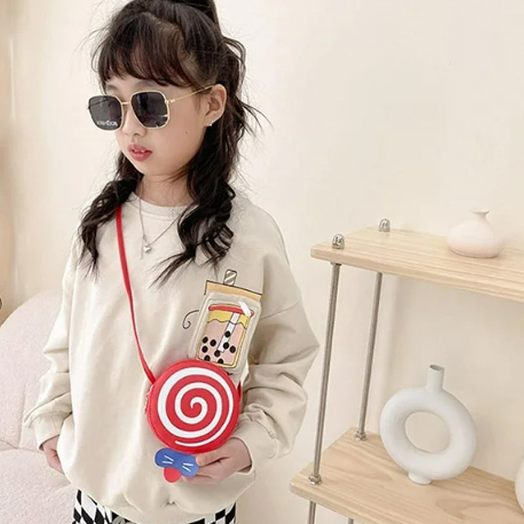 Cute Small Round Fashion Lollipop Pattern Crossbody Bag for Girls