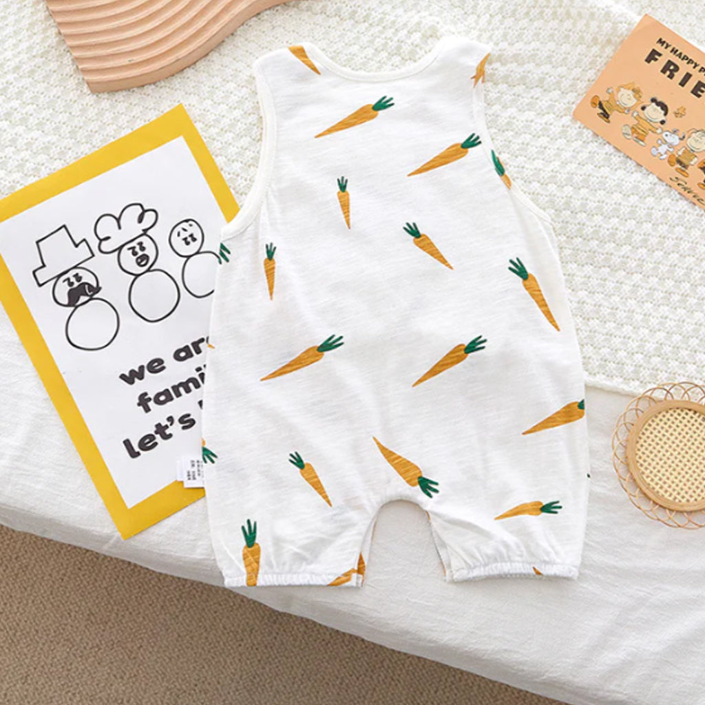 Baby Boy Sleeveless Thin Cotton Carrot Pattern Onesie
