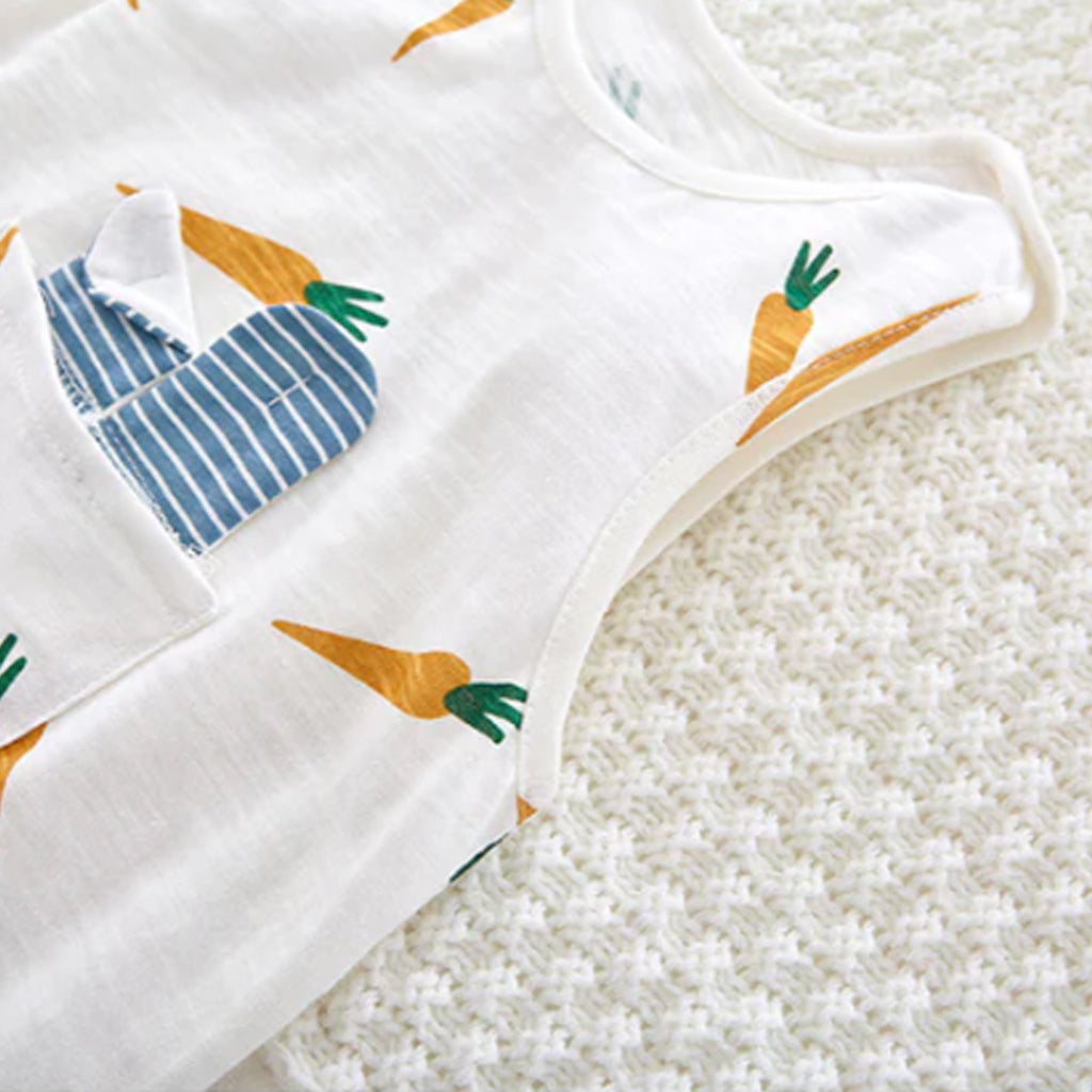 Baby Boy Sleeveless Thin Cotton Carrot Pattern Onesie