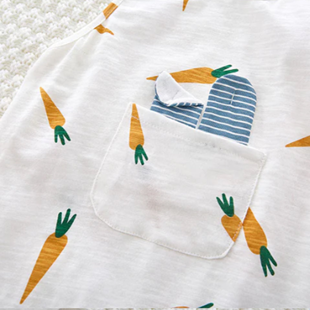 Baby Boy Sleeveless Thin Cotton Carrot Pattern Onesie