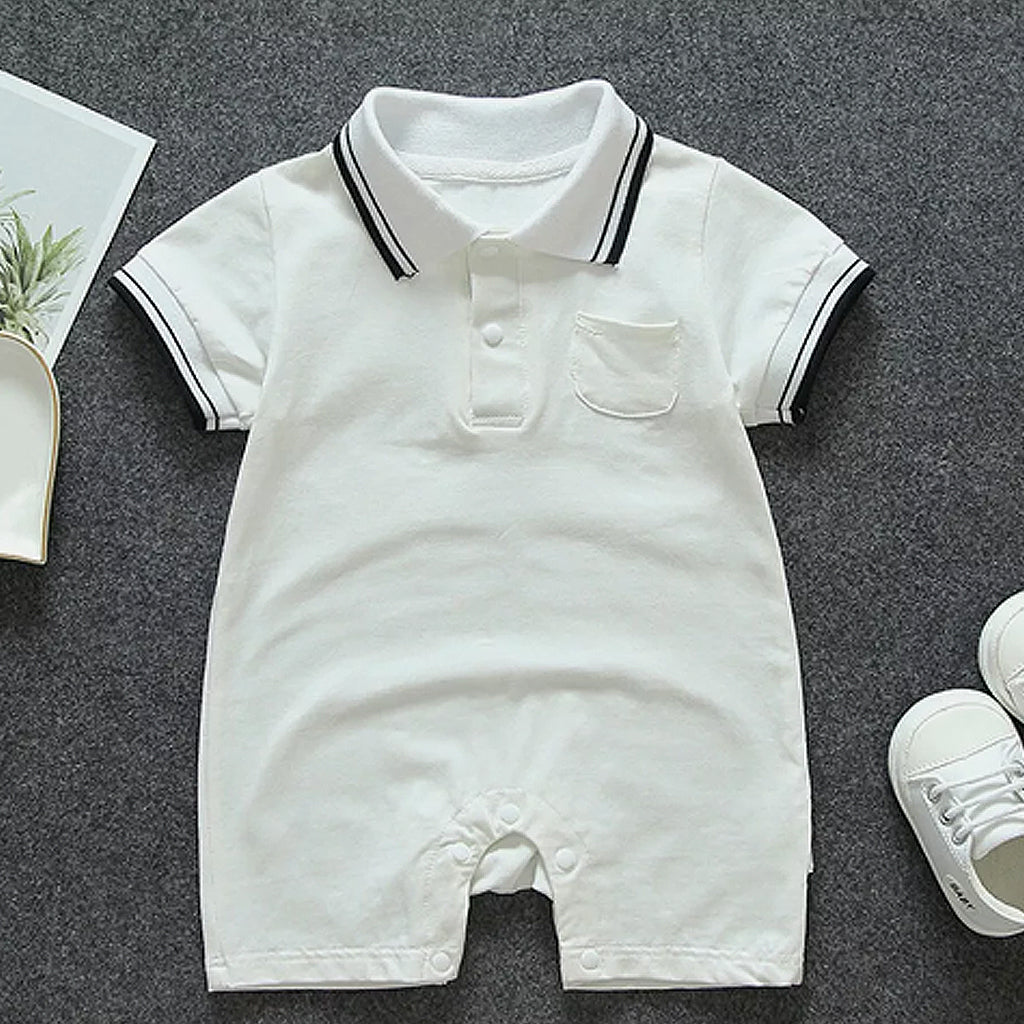 Baby Boy Short Sleeve Polo Shirt Romper