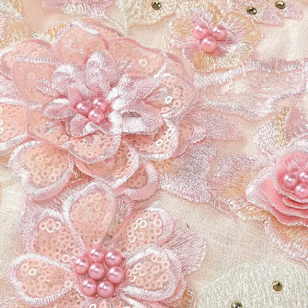 Baby Girls Floral Lace and Mesh Splicing Ruffle-Sleeve Party Romper