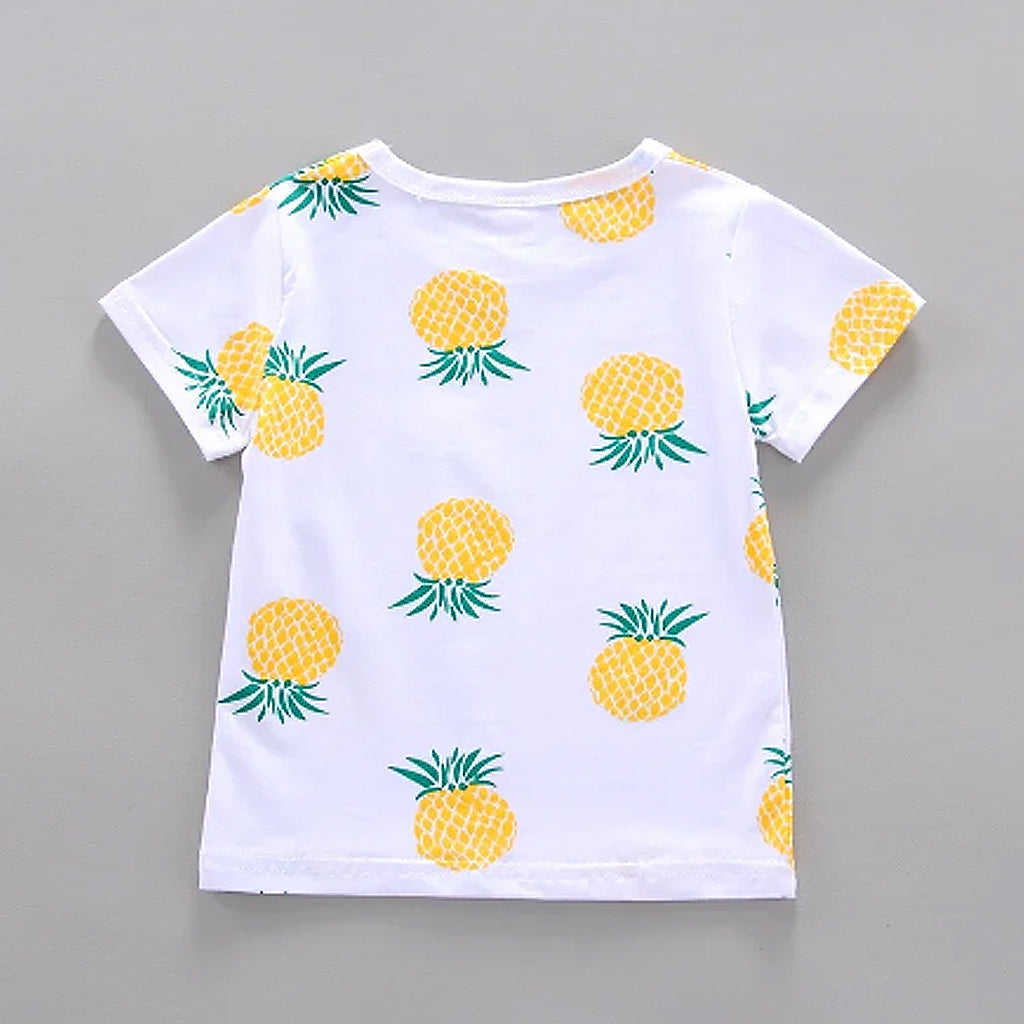 Pineapple Print Short-Sleeve Tee And Shorts Set