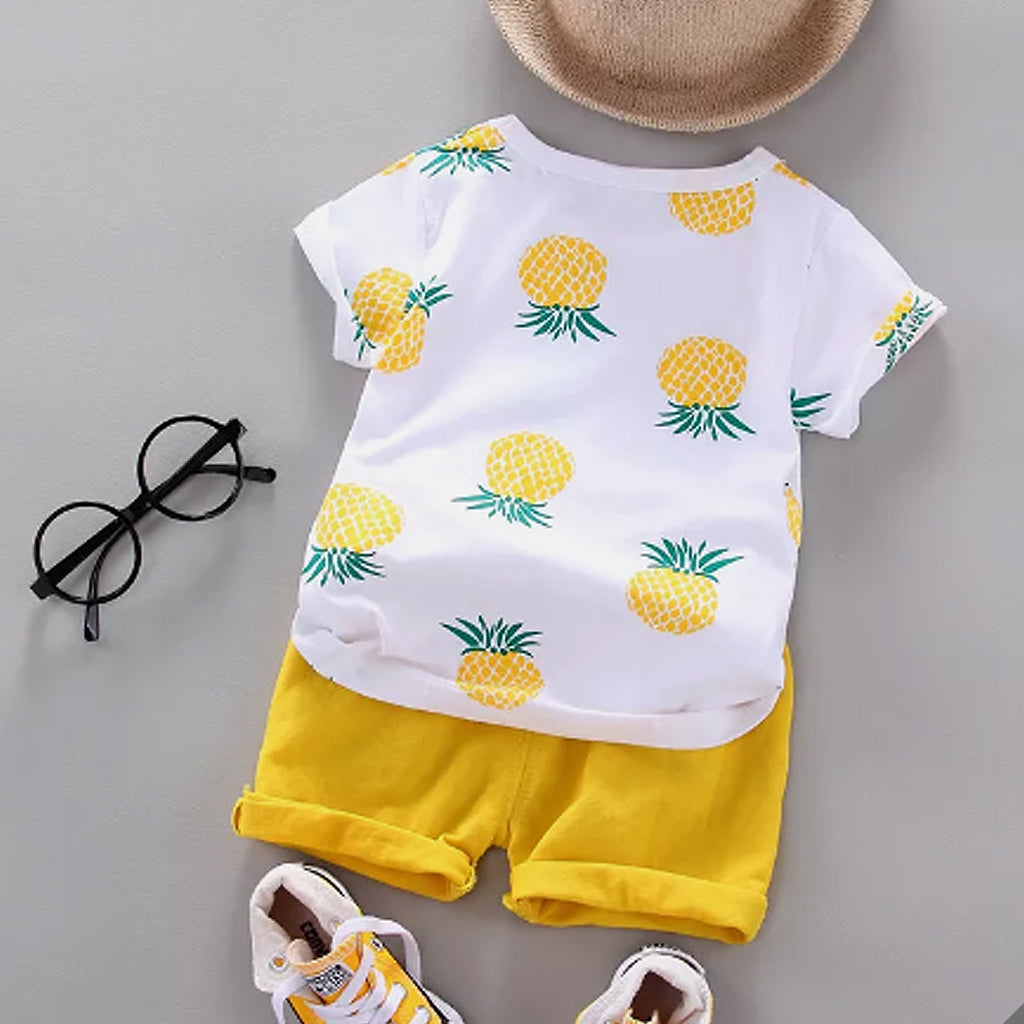 Pineapple Print Short-Sleeve Tee And Shorts Set