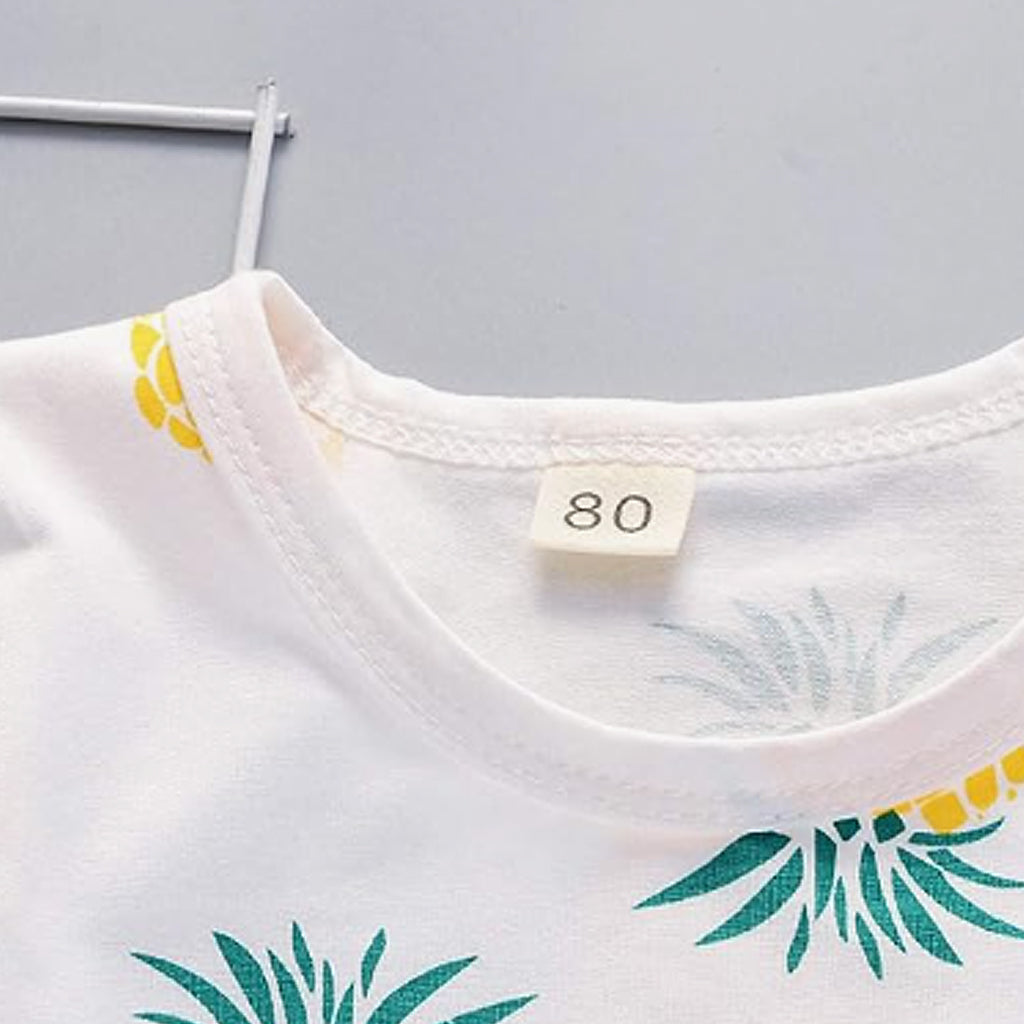 Pineapple Print Short-Sleeve Tee And Shorts Set