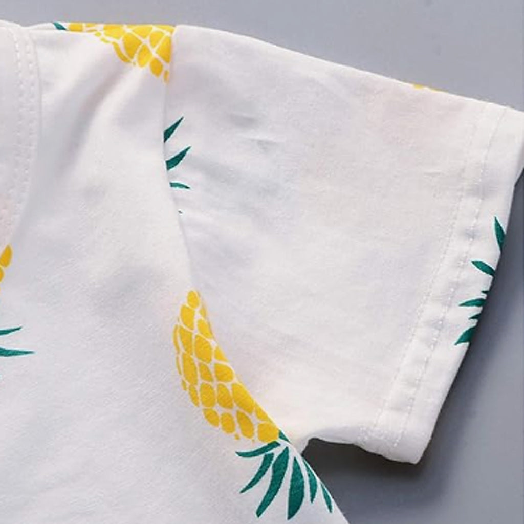 Pineapple Print Short-Sleeve Tee And Shorts Set