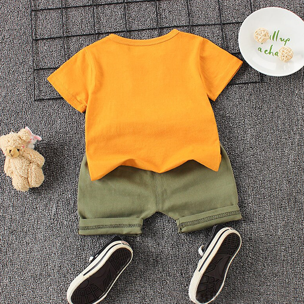 2pcs Baby Boy Casual Animal Baby's Sets Bear Print Short-Sleeve