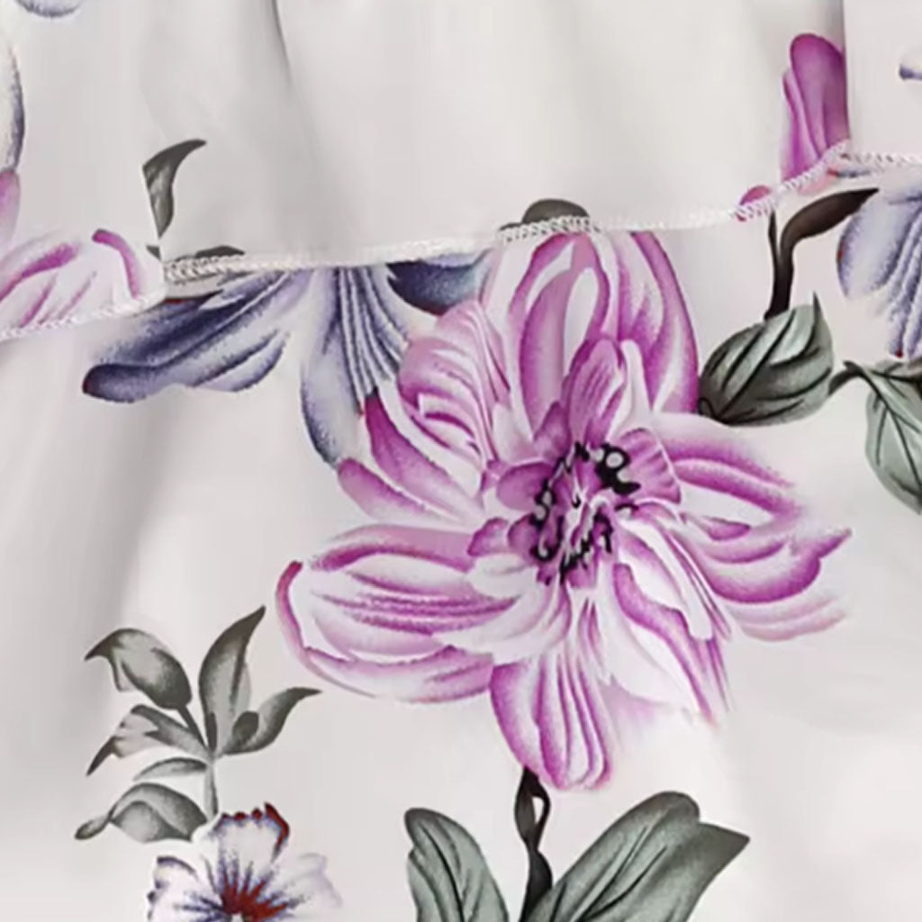 Baby Girl Cute Ruffle Print Top and Laser Cutout Belted Wide Leg Trouser