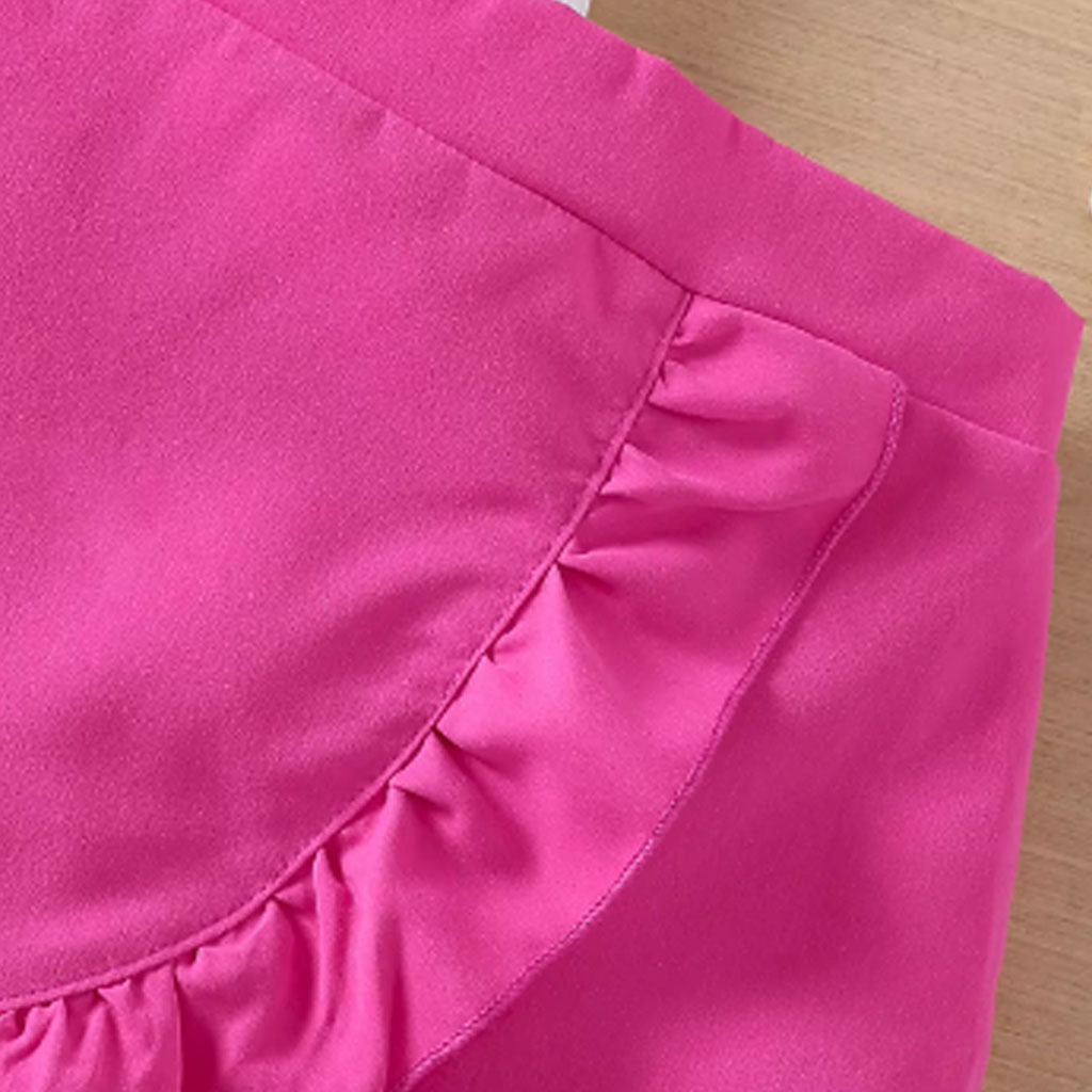 Baby Girl Sweet Mesh Puff Sleeves Shirt & rose ruffle skirt set