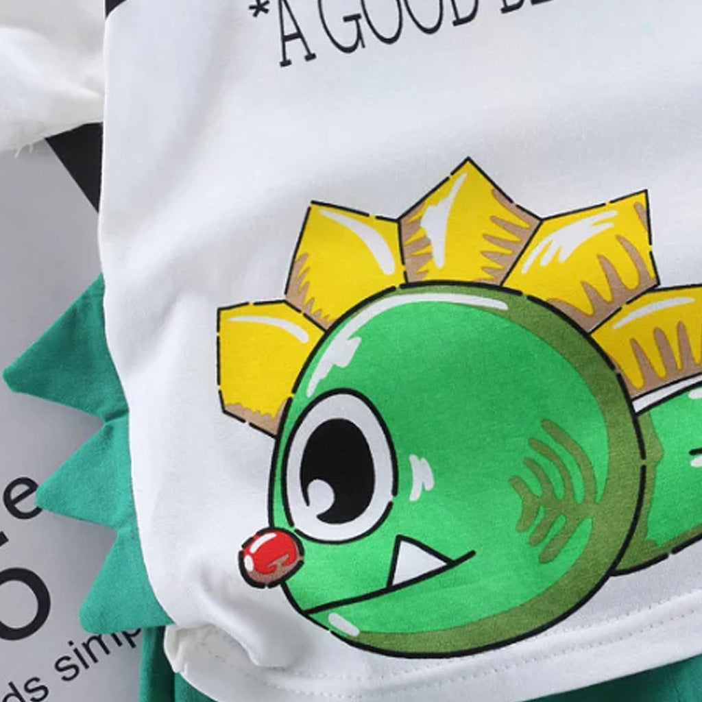 2ps Baby Boy Dragon print Half-Sleeve Shirt and Solid Shorts Set