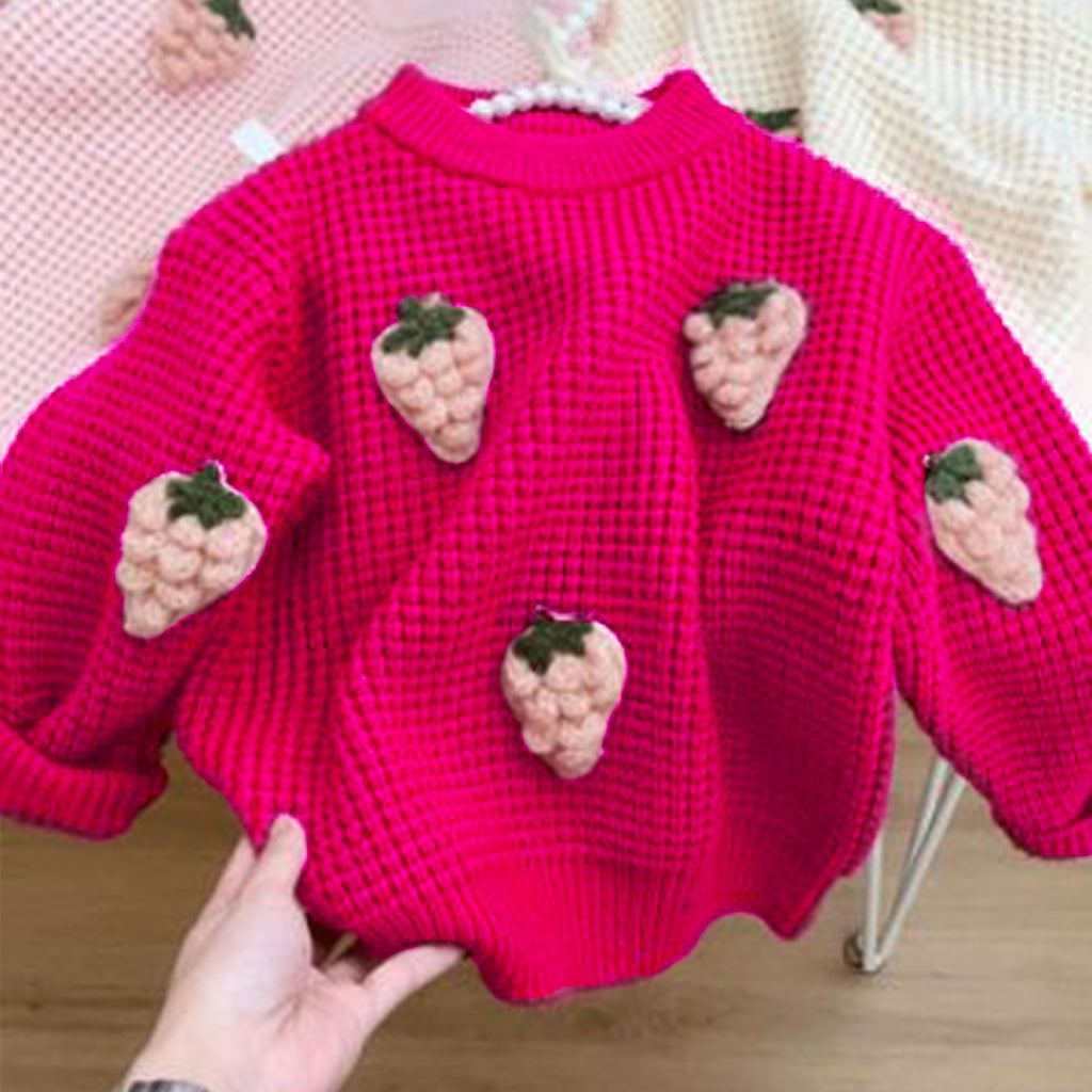 Toddler Girl 3D Grapes Knitted Pullover Sweater