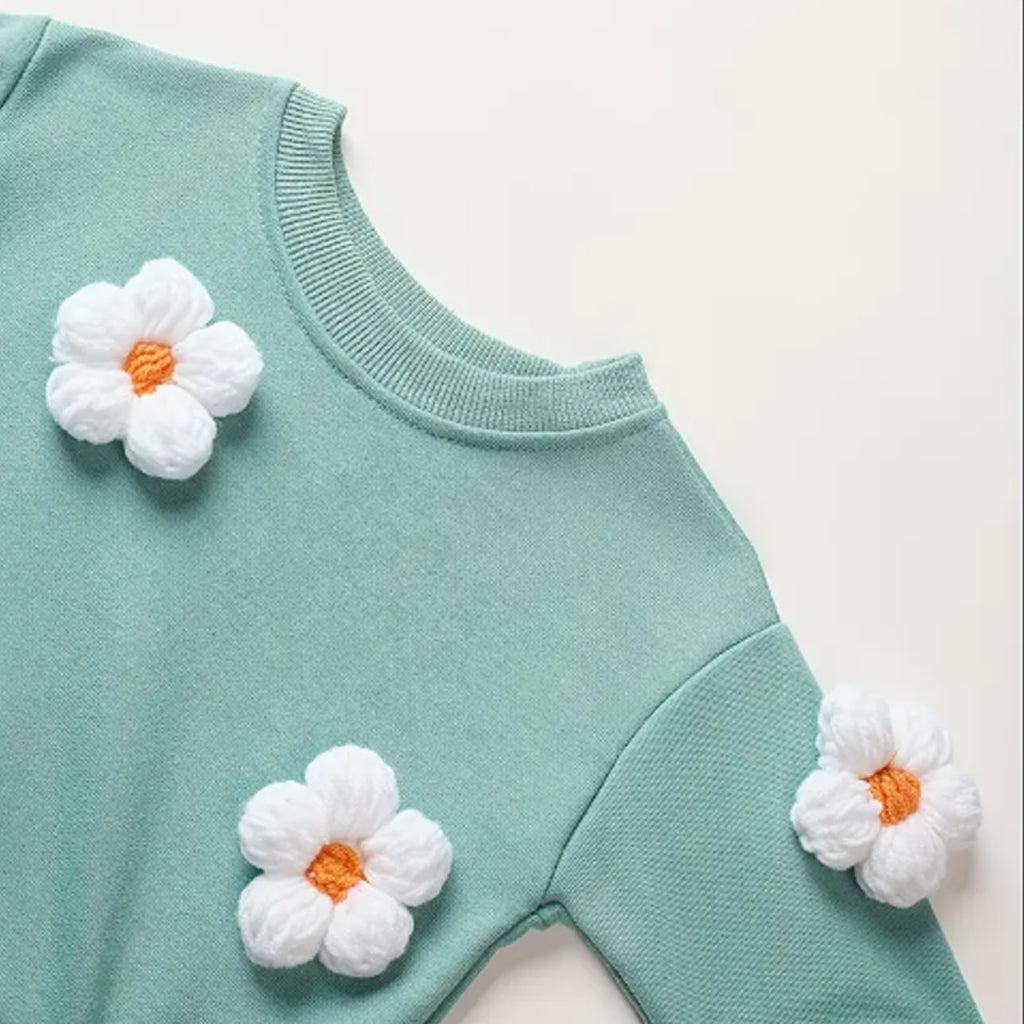 Baby Girl 3D Daisy Flower Decor Long Sleeve Romper