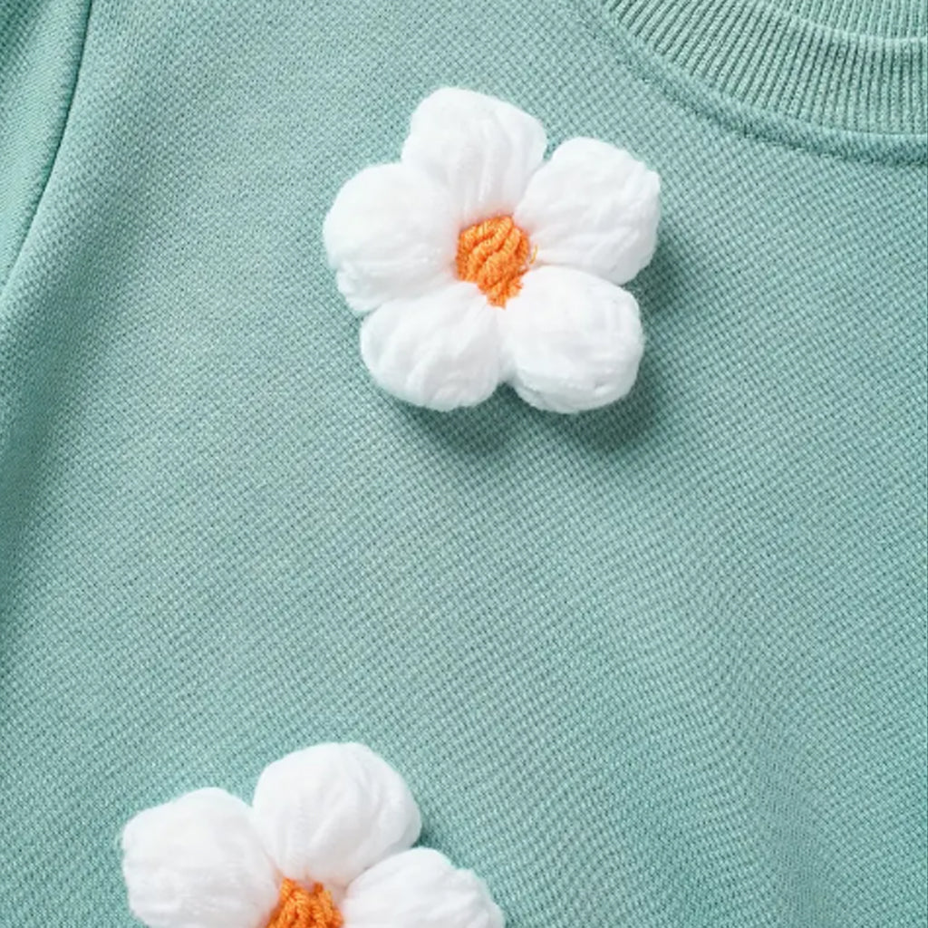 Baby Girl 3D Daisy Flower Decor Long Sleeve Romper