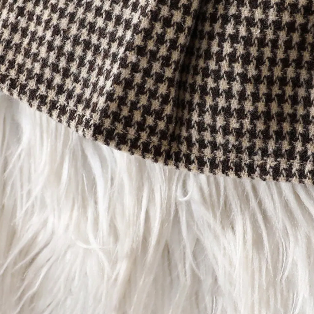 3pcs Baby Girl Puff Sleeves Shirt + Cable Knit Vest and Bowknot Design Plaid Skirt Set