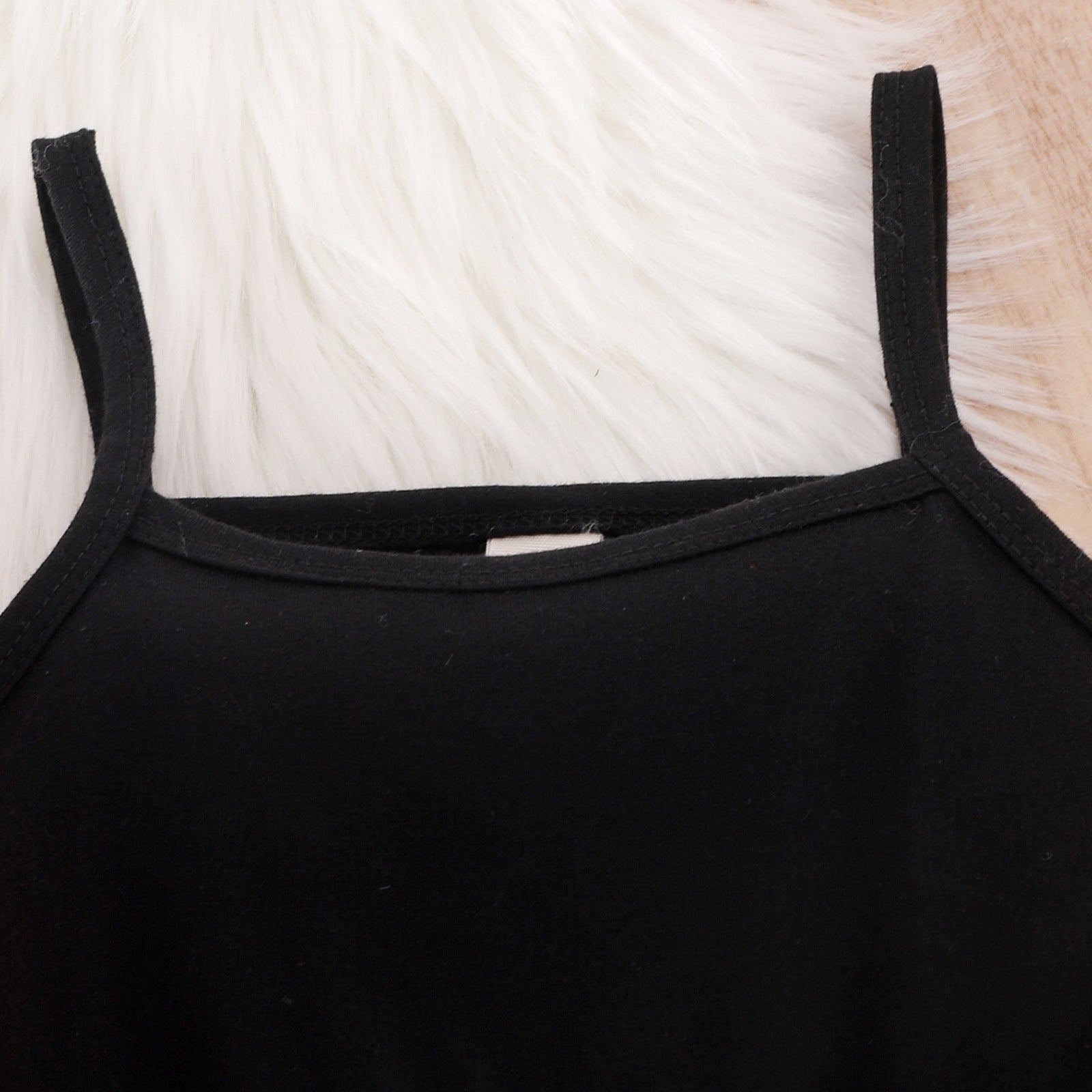 2Pcs Baby Girl Lapel Furry Coat With Suspenders Jumpsuit Trousers