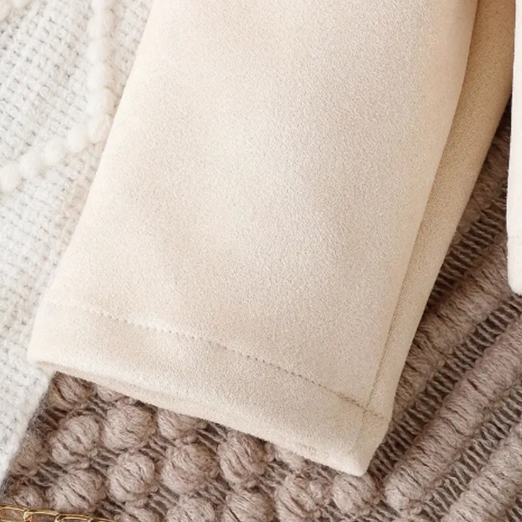 3pcs Girls Ruffle Trim Long Sleeve Lapel Top With Pleated Skirt & Hat (Shirt not included)